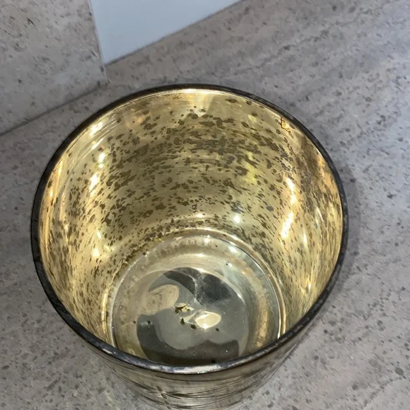 West Elm Distressed Gold Starburst Mercury Glass Candle Holder - Picture 7 of 8